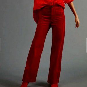 Anthropologie Maeve 16W NWT Red The Colette Wide Leg Corduroy Pants Jeans Cords